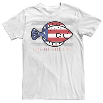 Men's Live The Good Life American Flag Fish Tee