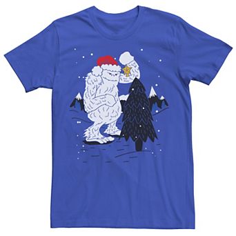 Men's Yeti Christmas Tree Star Ornament Snow Tee