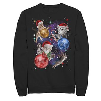 Men's Cats In Space Christmas Fleece Crewneck Sweatshirt