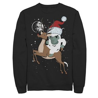 Men's Yeti Riding Rudolf Christmas Fleece Crewneck Sweatshirt
