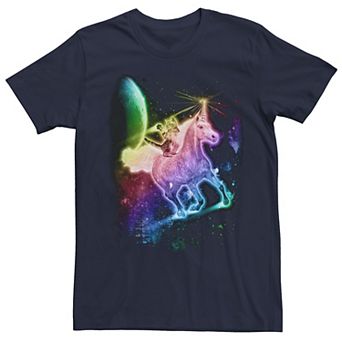 Men's Rainbow Kitten Unicorn In Space Tee