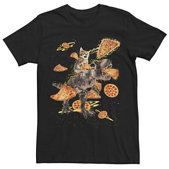 Men's Kitten T-Rex Eating Pizza In Space Tee