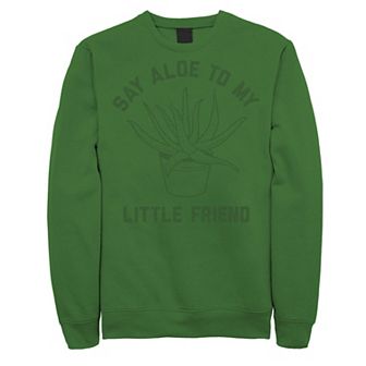Men's "Say Aloe To My Little Friend" Plant Sketch Fleece Crewneck Sweatshirt