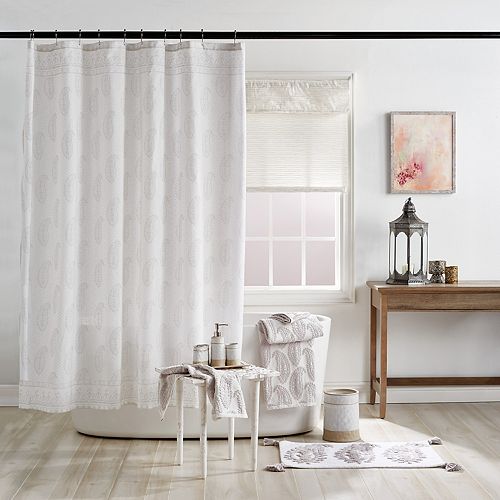 Peri Textured Paisley Extra Long Shower Curtain