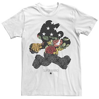 Men's Nintendo Super Mario Running Floral Fill Silhouette Graphic Tee