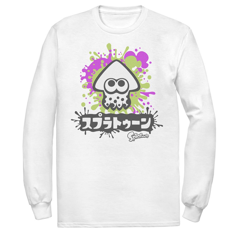 Men's Nintendo Splatoon Inkling Text Splatter Long Sleeve Graphic Tee