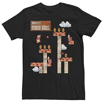 Men's Nintendo Super Mario Jump On Mushrooms Game Play Graphic Tee