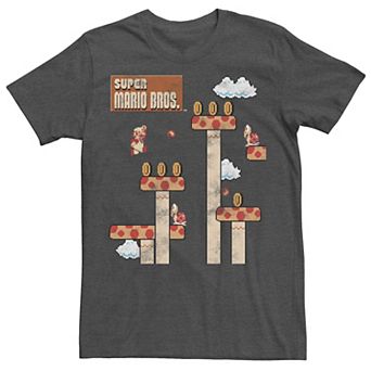 Men's Nintendo Super Mario Jump On Mushrooms Game Play Graphic Tee