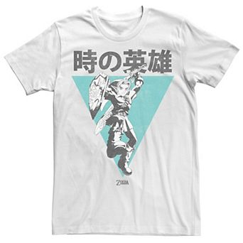 Men's Nintendo Legend Of Zelda Link Kanji Triangle Poster Graphic Tee