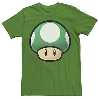 Men's Nintendo Super Mario Green Mushroom Big Face Graphic Tee