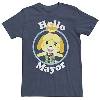 Men's Animal Crossing Isabelle Hello Mayor Portrait Graphic Tee