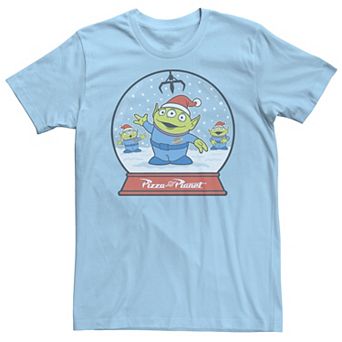 Men's Disney Pixar Toy Story Aliens Pizza Planet Snowglobe Tee