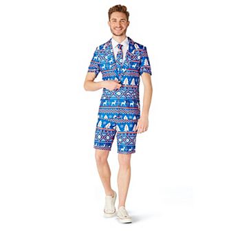 Men's Suitmeister Christmas Blue Nordic Summer Suit & Tie Set
