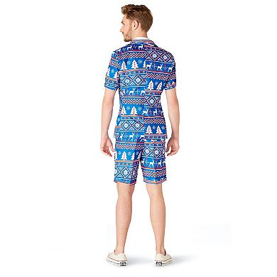 Men's Suitmeister Christmas Blue Nordic Summer Suit & Tie Set