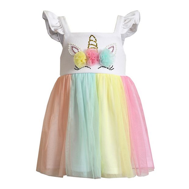 Dress with Tulle Skirt - White/unicorn - Kids