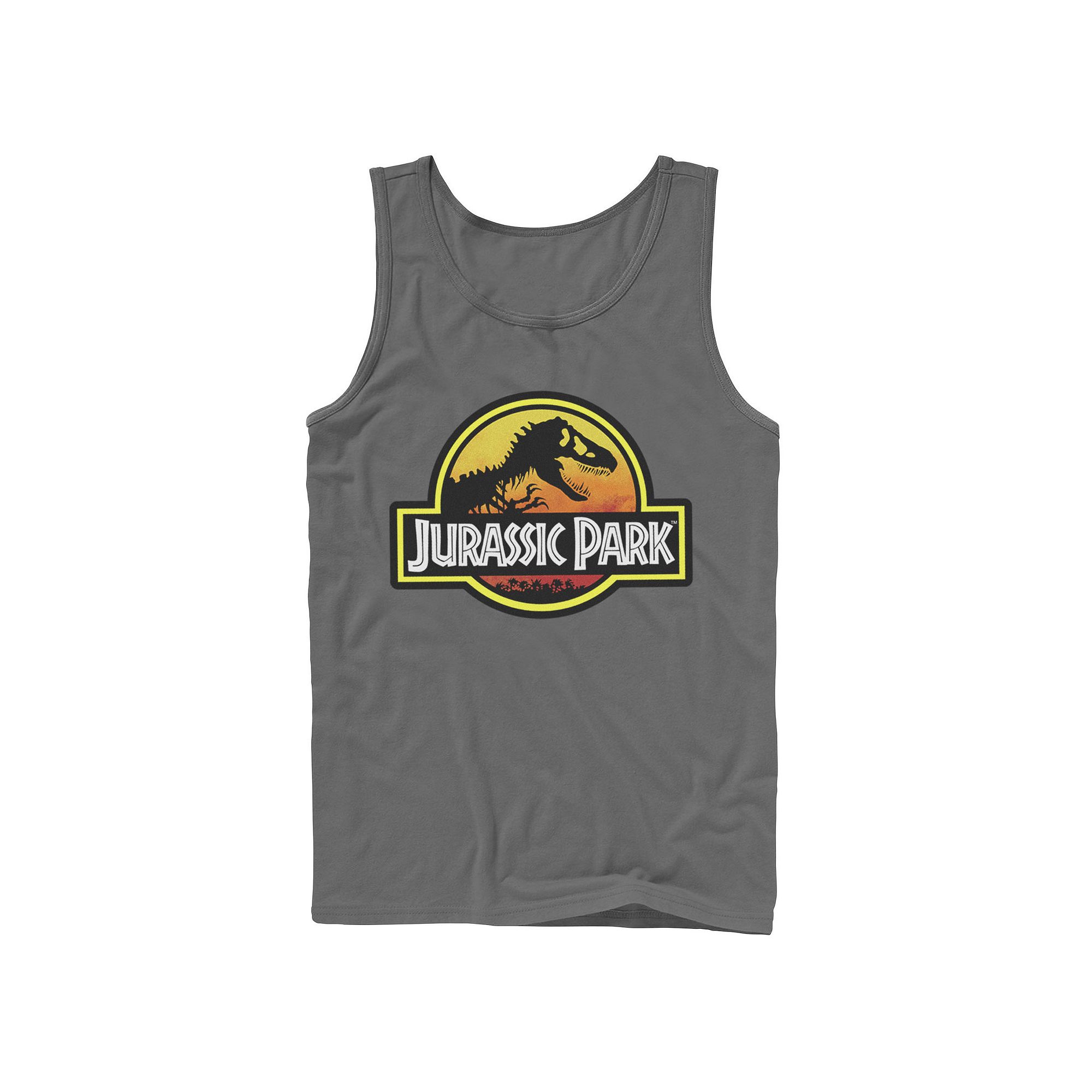 Mens Jurassic Park Sunset Circle Logo Outlined Graphic Tank Top, Size: Sma