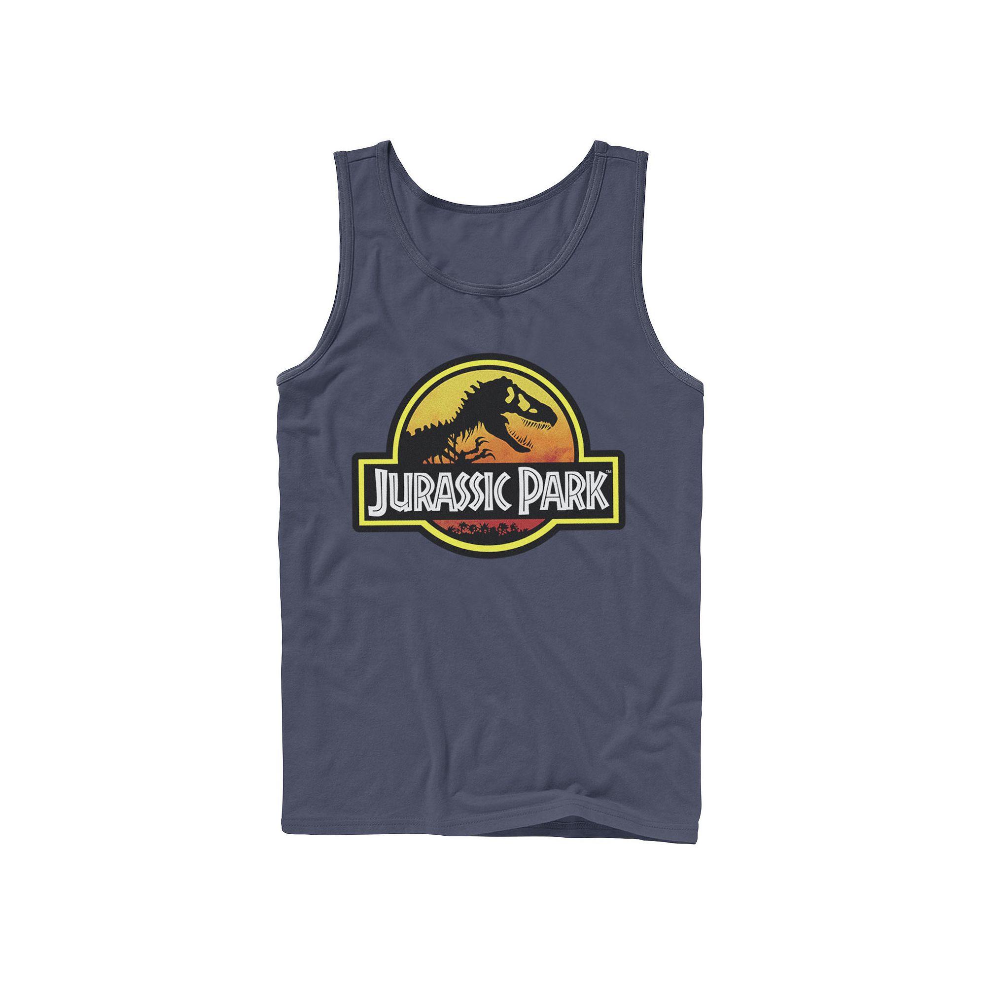 Mens Jurassic Park Sunset Circle Logo Outlined Graphic Tank Top, Size: Sma