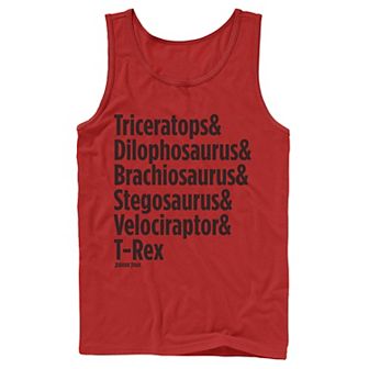 Men's Jurassic Park Dinosaur Name Types Graphic Tank Top