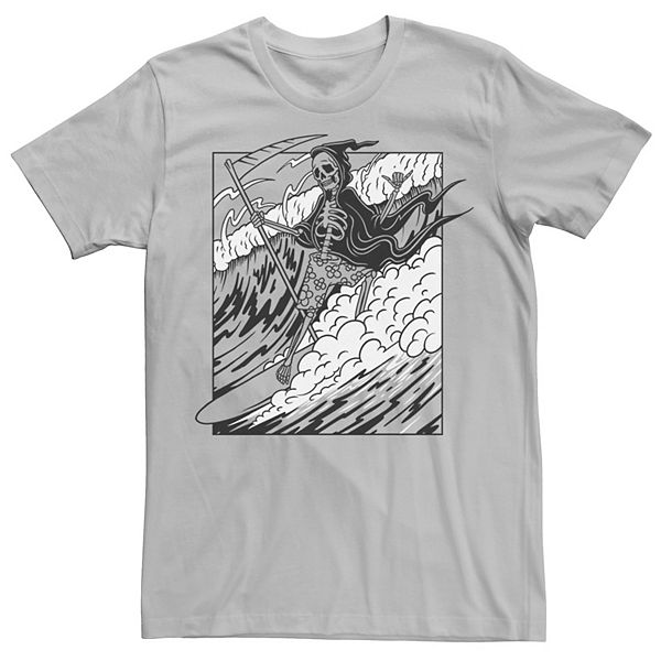 Men's Grim Reaper Riding The Wave Poster Graphic Tee