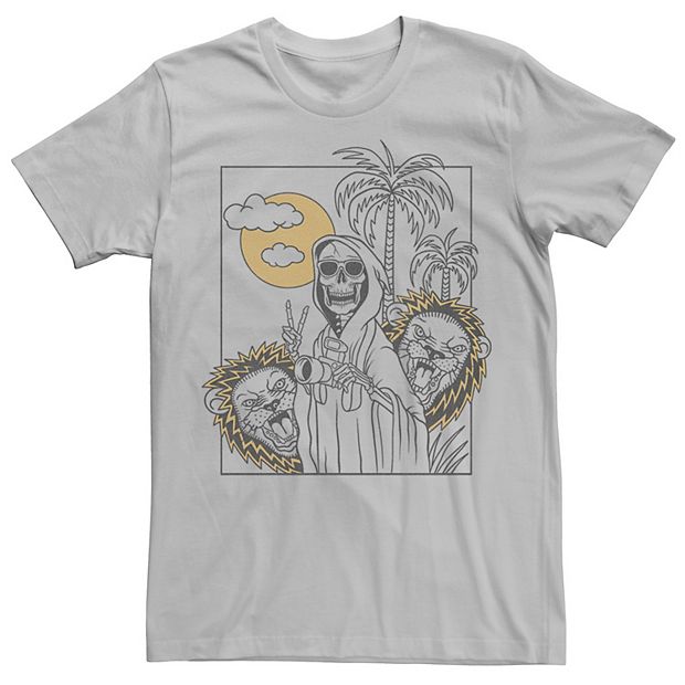 Men's Grim Reaper Safari Line Art Portrait Graphic Tee