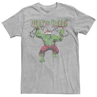 Men's Marvel Deck The Halls Distressed Hulk Portrait Graphic Tee