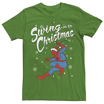 Men's Marvel Spider-Man Swing In To Christmas Graphic Tee
