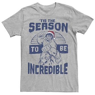Men's Marvel The Hulk 'Tis The Season To Be Incredible Christmas Graphic Tee