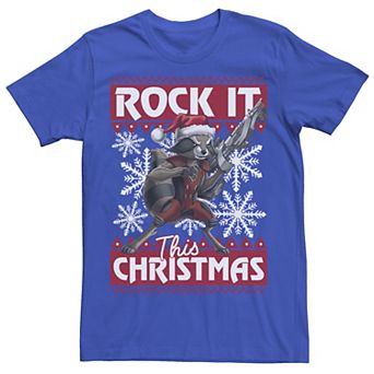 Men's Marvel Guardians Of The Galaxy Rocket Rock It This Christmas Graphic Tee