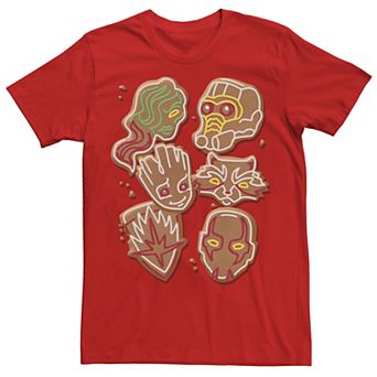 Men's Marvel Guardians Of The Galaxy Gingerbread Cookies Christmas Graphic Tee