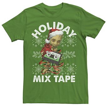 Men's Marvel Guardians Of The Galaxy Groot Mix Tape Christmas Graphic Tee