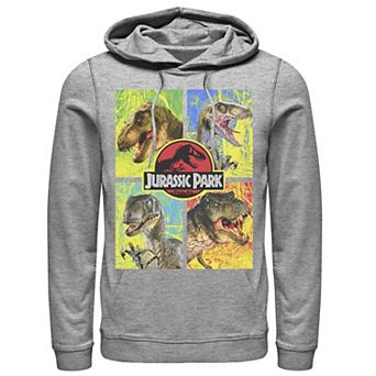 Men's Jurassic Park Four Different Dinosaur Faces Pullover Hoodie