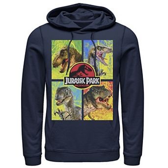 Men's Jurassic Park Four Different Dinosaur Faces Pullover Hoodie