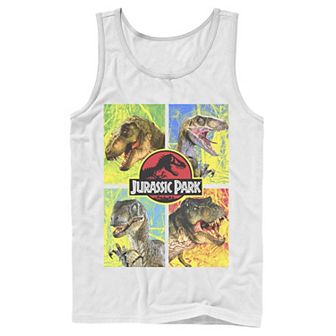 Men's Jurassic Park Four Different Dinosaur Faces Tank Top