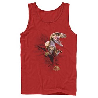 Men's Jurassic Park Velociraptor Tears Through Tank Top