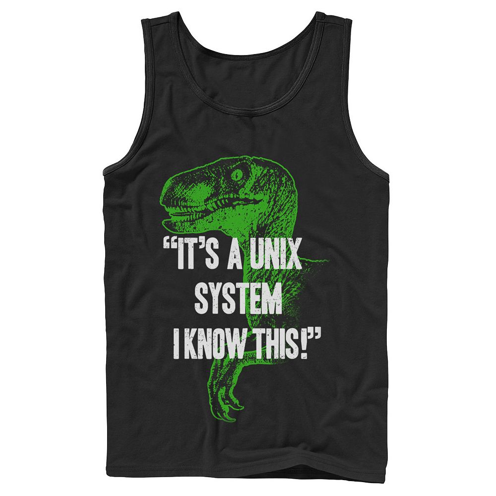 Men's Jurassic Park Neon Dinosaur A Unix System Graphic Tank Top, image size:1000x1000
