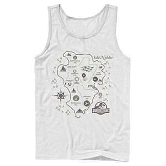 Men's Jurassic Park Map Birds Eye View Graphic Tank Top
