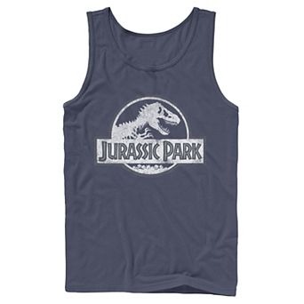 Men's Jurassic Park White Distressed Circle Logo Tank Top