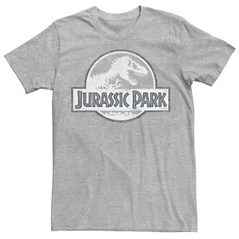 Men's Jurassic Park White Distressed Circle Logo Graphic Tee