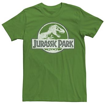 Men's Jurassic Park White Distressed Circle Logo Graphic Tee
