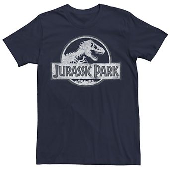 Men's Jurassic Park White Distressed Circle Logo Graphic Tee