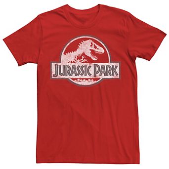 Men's Jurassic Park White Distressed Circle Logo Graphic Tee