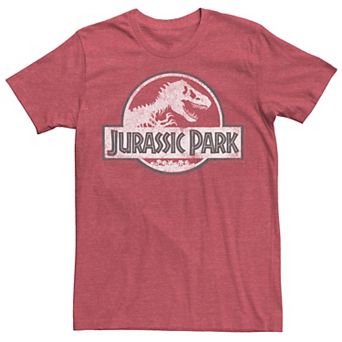 Men's Jurassic Park White Distressed Circle Logo Graphic Tee