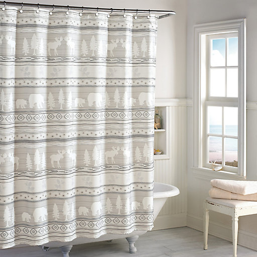 Bear Shower Curtain Teddy Bear Rain Umbrella Print for Bathroom 