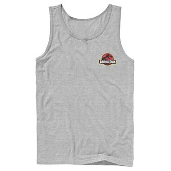 Mens Jurassic Park Logo Red & Yellow Pocket Tank Top