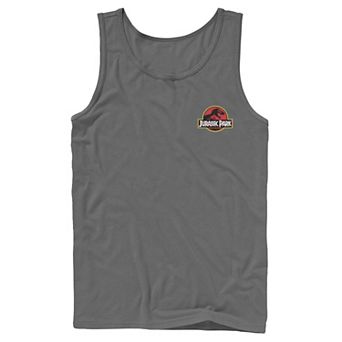 Mens Jurassic Park Logo Red & Yellow Pocket Tank Top