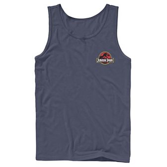 Mens Jurassic Park Logo Red & Yellow Pocket Tank Top