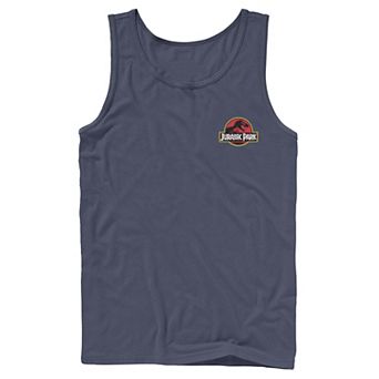 Mens Jurassic Park Logo Red & Yellow Pocket Tank Top
