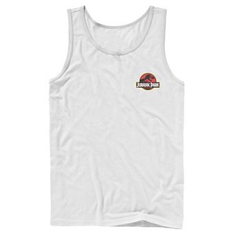 Mens Jurassic Park Logo Red & Yellow Pocket Tank Top