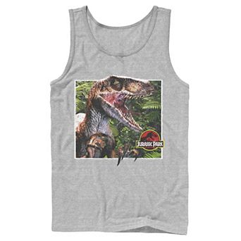 Men's Jurassic Park Raptor Coming Out Of Forest Tank Top