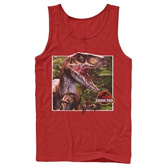 Men's Jurassic Park Raptor Coming Out Of Forest Tank Top